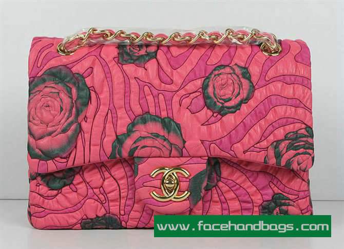Chanel 2.55 Rose Handbag 50135 Gold Hardware-Pink Green